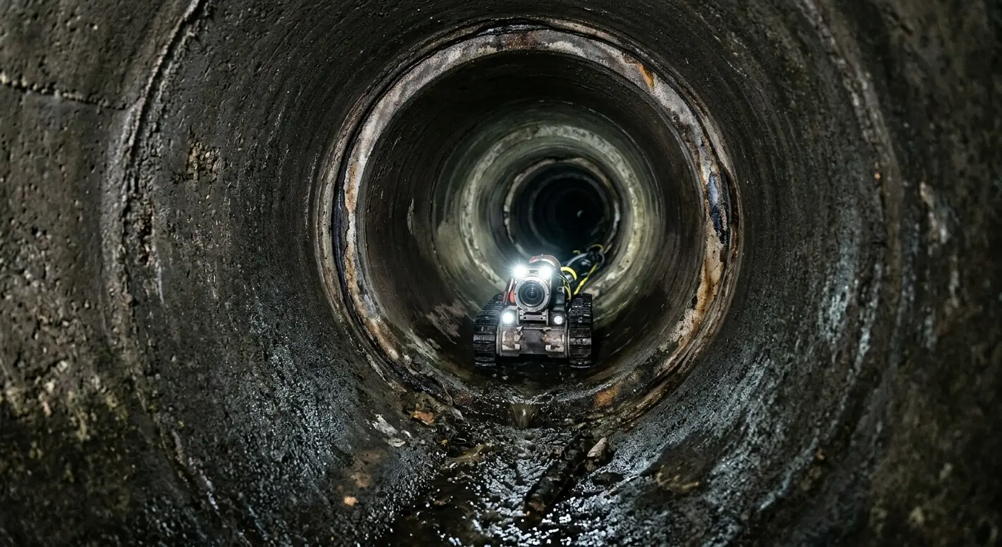 Robotic sewer camera inspecting pipe interior for Drain Snake Service in Gulf Park Estates
